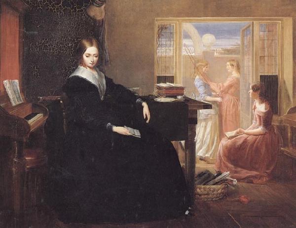 Richard Redgrave,RA The Governess:she Sees no Kind Domestic Visage Near Germany oil painting art